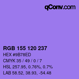 颜色代码: RGB 155 120 237 | qconv.com