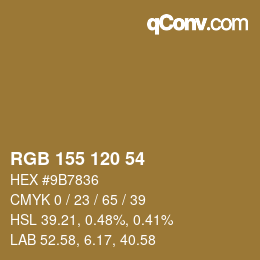 カラーコード: RGB 155 120 54 | qconv.com