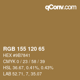 颜色代码: RGB 155 120 65 | qconv.com