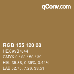 Color code: RGB 155 120 68 | qconv.com