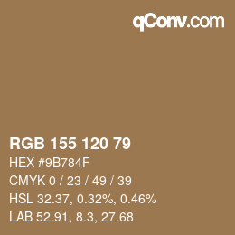 カラーコード: RGB 155 120 79 | qconv.com