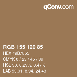 カラーコード: RGB 155 120 85 | qconv.com
