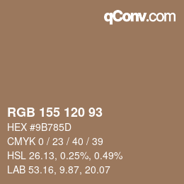 カラーコード: RGB 155 120 93 | qconv.com