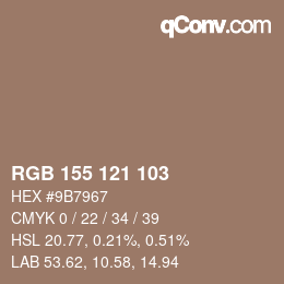 カラーコード: RGB 155 121 103 | qconv.com