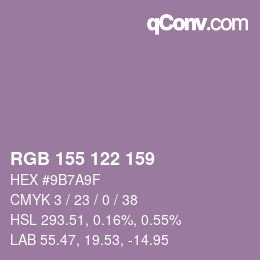 颜色代码: RGB 155 122 159 | qconv.com