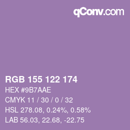 カラーコード: RGB 155 122 174 | qconv.com
