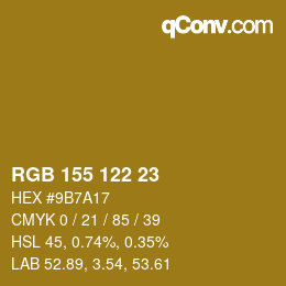 カラーコード: RGB 155 122 23 | qconv.com