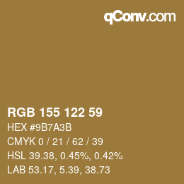 Farbcode: RGB 155 122 59 | qconv.com
