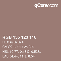 颜色代码: RGB 155 123 116 | qconv.com