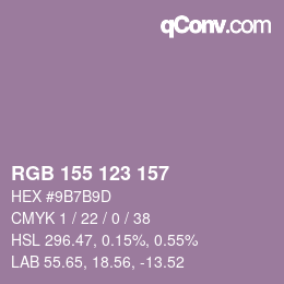 Color code: RGB 155 123 157 | qconv.com