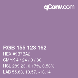 Color code: RGB 155 123 162 | qconv.com