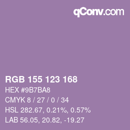 颜色代码: RGB 155 123 168 | qconv.com