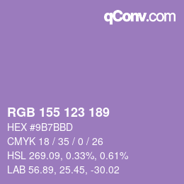 Color code: RGB 155 123 189 | qconv.com