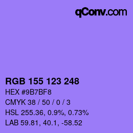 カラーコード: RGB 155 123 248 | qconv.com