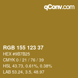 カラーコード: RGB 155 123 37 | qconv.com