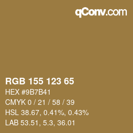 颜色代码: RGB 155 123 65 | qconv.com