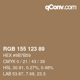 カラーコード: RGB 155 123 89 | qconv.com