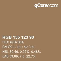 颜色代码: RGB 155 123 90 | qconv.com