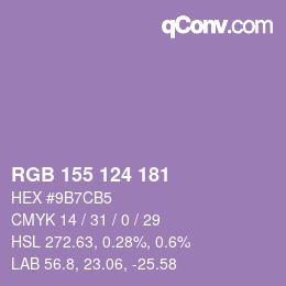 Color code: RGB 155 124 181 | qconv.com