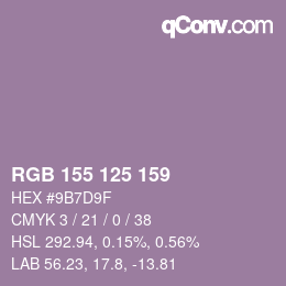 カラーコード: RGB 155 125 159 | qconv.com