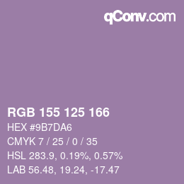 颜色代码: RGB 155 125 166 | qconv.com