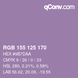 颜色代码: RGB 155 125 170 | qconv.com