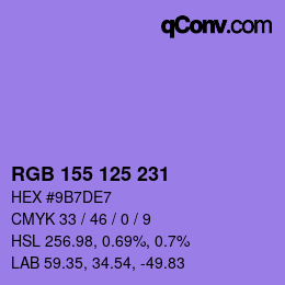カラーコード: RGB 155 125 231 | qconv.com