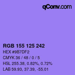 カラーコード: RGB 155 125 242 | qconv.com