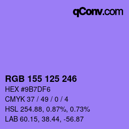 Color code: RGB 155 125 246 | qconv.com