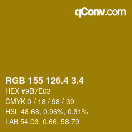 カラーコード: RGB 155 126.4 3.4 | qconv.com