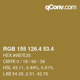 カラーコード: RGB 155 126.4 53.4 | qconv.com
