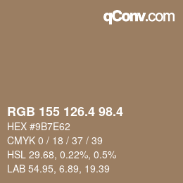 カラーコード: RGB 155 126.4 98.4 | qconv.com