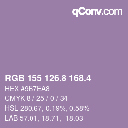 カラーコード: RGB 155 126.8 168.4 | qconv.com