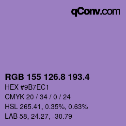 カラーコード: RGB 155 126.8 193.4 | qconv.com