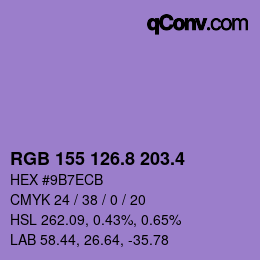 カラーコード: RGB 155 126.8 203.4 | qconv.com