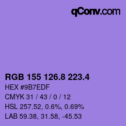 カラーコード: RGB 155 126.8 223.4 | qconv.com