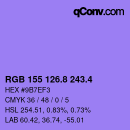 カラーコード: RGB 155 126.8 243.4 | qconv.com