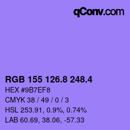 カラーコード: RGB 155 126.8 248.4 | qconv.com