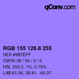カラーコード: RGB 155 126.8 255 | qconv.com