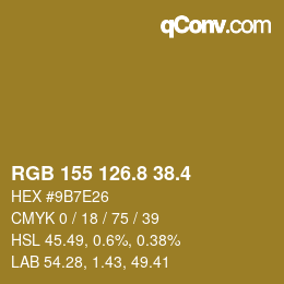 カラーコード: RGB 155 126.8 38.4 | qconv.com