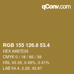 カラーコード: RGB 155 126.8 53.4 | qconv.com