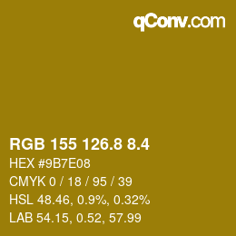 カラーコード: RGB 155 126.8 8.4 | qconv.com