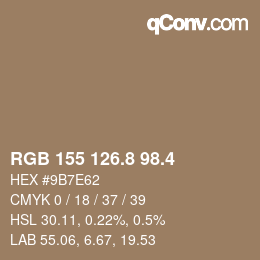 カラーコード: RGB 155 126.8 98.4 | qconv.com
