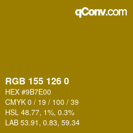 カラーコード: RGB 155 126 0 | qconv.com