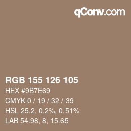 カラーコード: RGB 155 126 105 | qconv.com