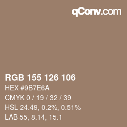 Code couleur: RGB 155 126 106 | qconv.com