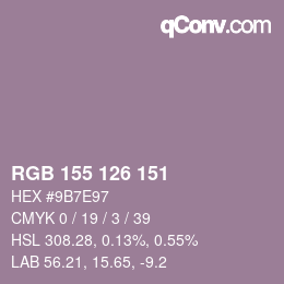 カラーコード: RGB 155 126 151 | qconv.com