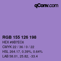 Color code: RGB 155 126 198 | qconv.com