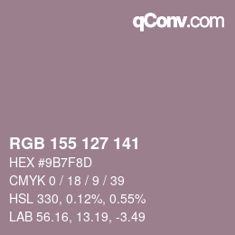 Color code: RGB 155 127 141 | qconv.com