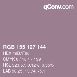 カラーコード: RGB 155 127 144 | qconv.com